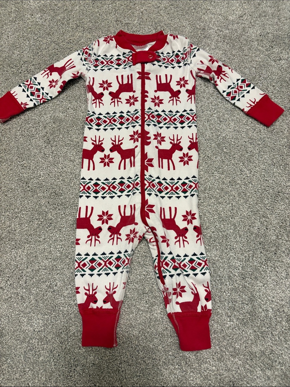 Hanna Andersson infant Reindeer One-Piece Pajamas 12-18 months